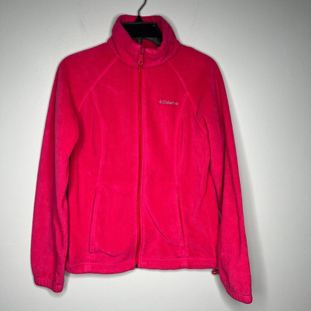 Columbia Women's Full Zip Fleece Jacket Size S Pink Outdoors Hike Camp Gorpcore